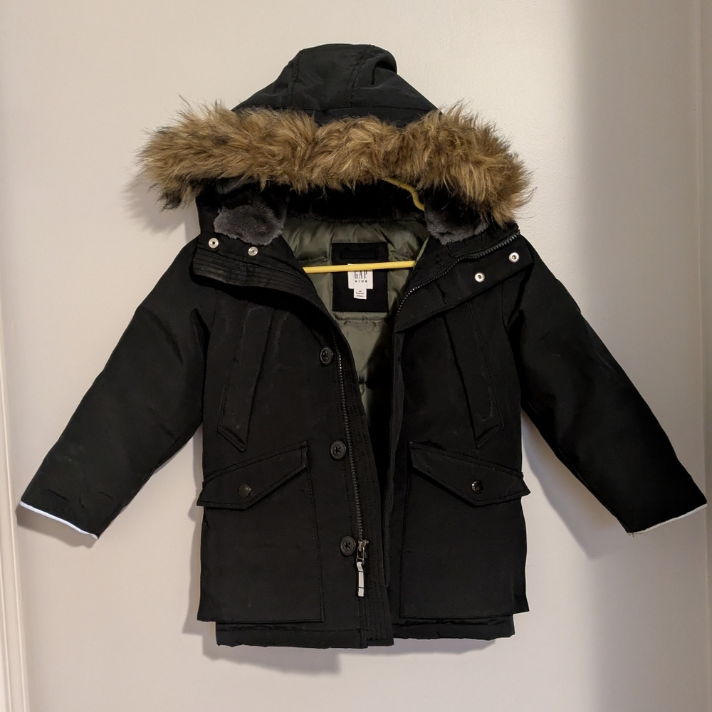 GAP Kids Warmest Parka Jacket Black XS Unisex